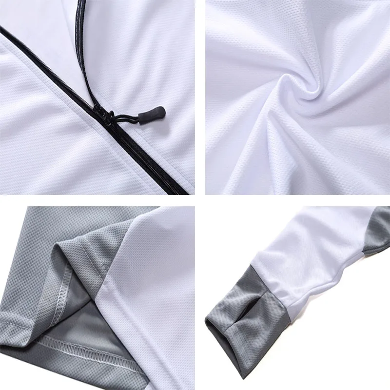 Outdoor Summer Fishing Hooded Shirt Sun Protection Mesh Thin Fishing Jacket Absorbent Front Zip Sport Top Clothes
