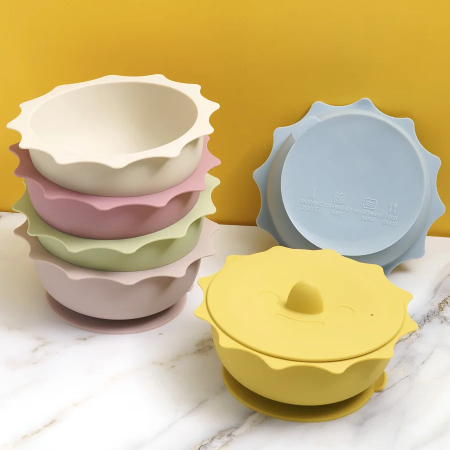 1PCS Baby Silicone Suction Bowl BPA Free Cartoon Shape Food Tray Dishes Plate Child Feeding Non-Slip Tableware Baby Accessories 6