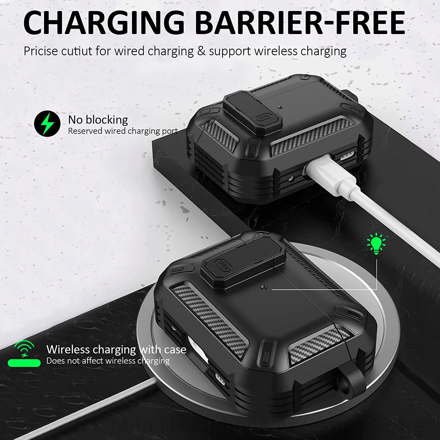 ألياف الكربون ل Airpods Pro 2 حافظة مع التبديل سما...