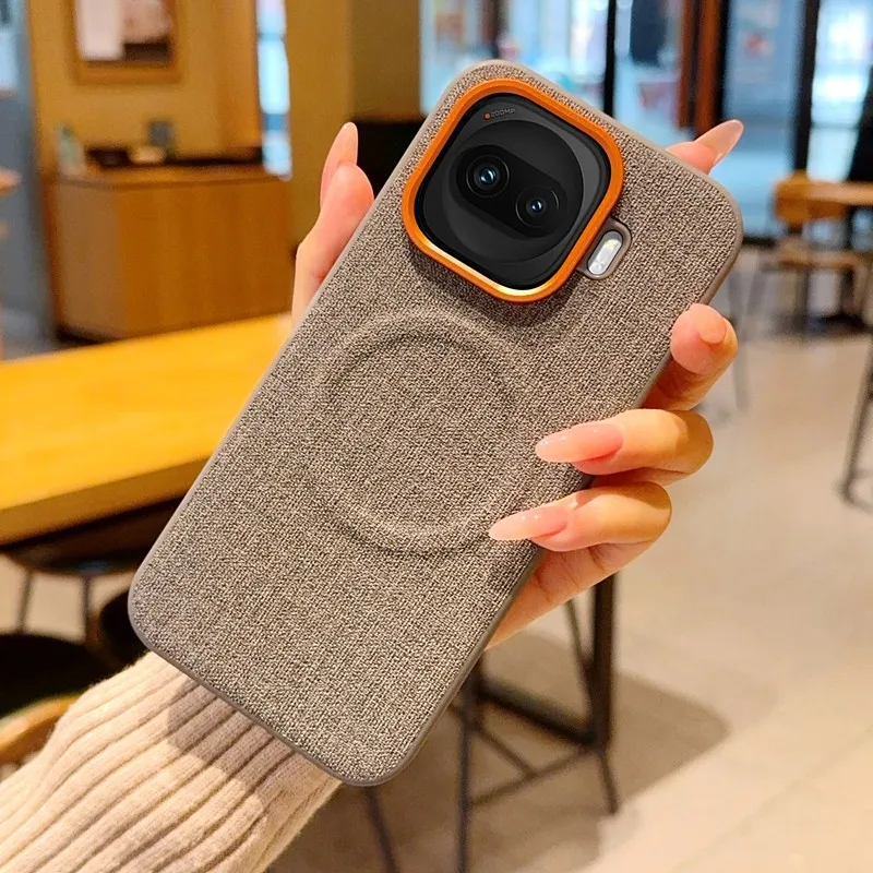 Luxury Cloth Pattern Magnetic Phone Case with MagSafe Compatibility