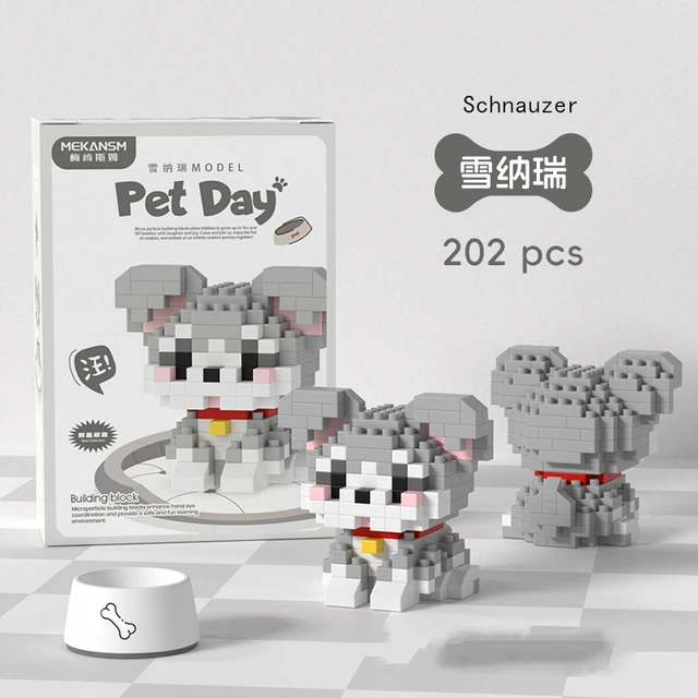 Pet Dog Animal Cat Building Blocks Border-Collie Corgi Schnauzer Small Micro Bricks Ragdoll Siamese Devon Rex Shorthair Brick 4