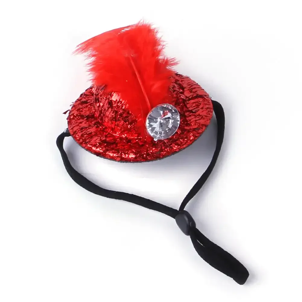 Chicken Hats for Hens Tiny Pets Feather Top Hat with Adjustable Elastic Strap Rooster Duck Parrot Poultry Stylish Show Costum