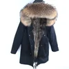 100% Real Fur Parka Men Winter Jacket Real Raccoon Fur Hooded Coats Nature Raccoon Dog Lining Jacket Man Real Fur Coat 4