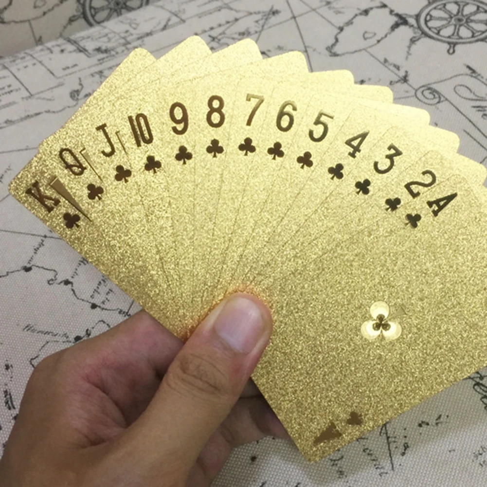 골드 플레잉 카드 포커 게임 데크 포일 포커 팩, 매직 카드, 방수 카드, 경량 게임 플레이 요소