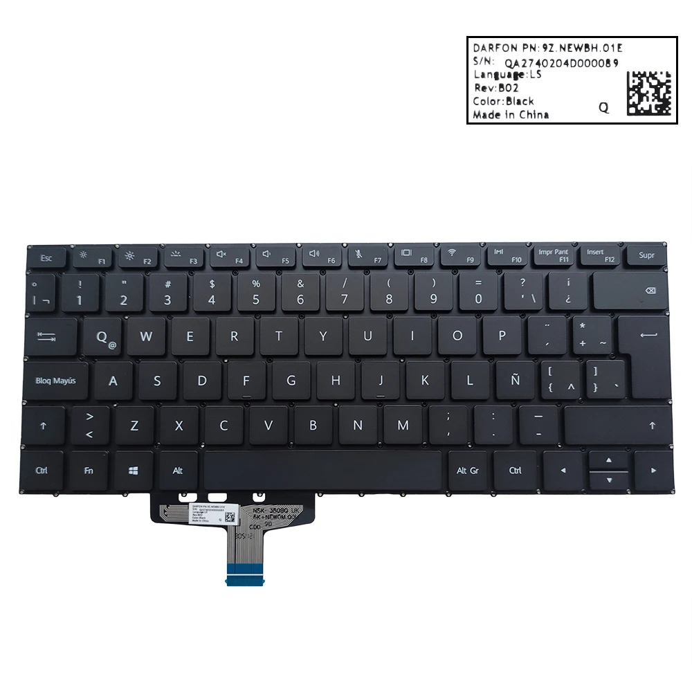 Teclado Retroiluminado para Huawei Matebook 13 Teclado Espanhol Latino Hn-w19r W19l Wrt-w09 W19 W29 Wrtb-wfe9l Vlt-w50 W60 9z.newbn.00q - Imagem 3