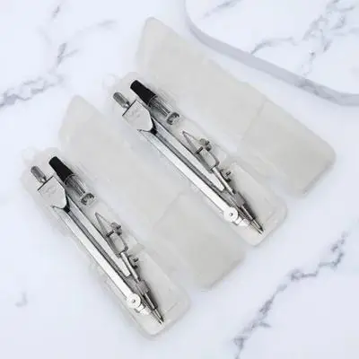2Pcs 나침반 그리기용 나침반 학생들을 위한 강력한 녹 방지 그리기 도구 학교 용품 수학 디자인 제도 도구