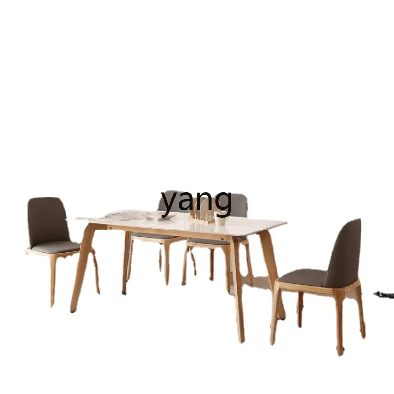 

CX Cream Style Solid Wood Dining Tables and Chairs Set Rectangular Home Wood Color Dining Table