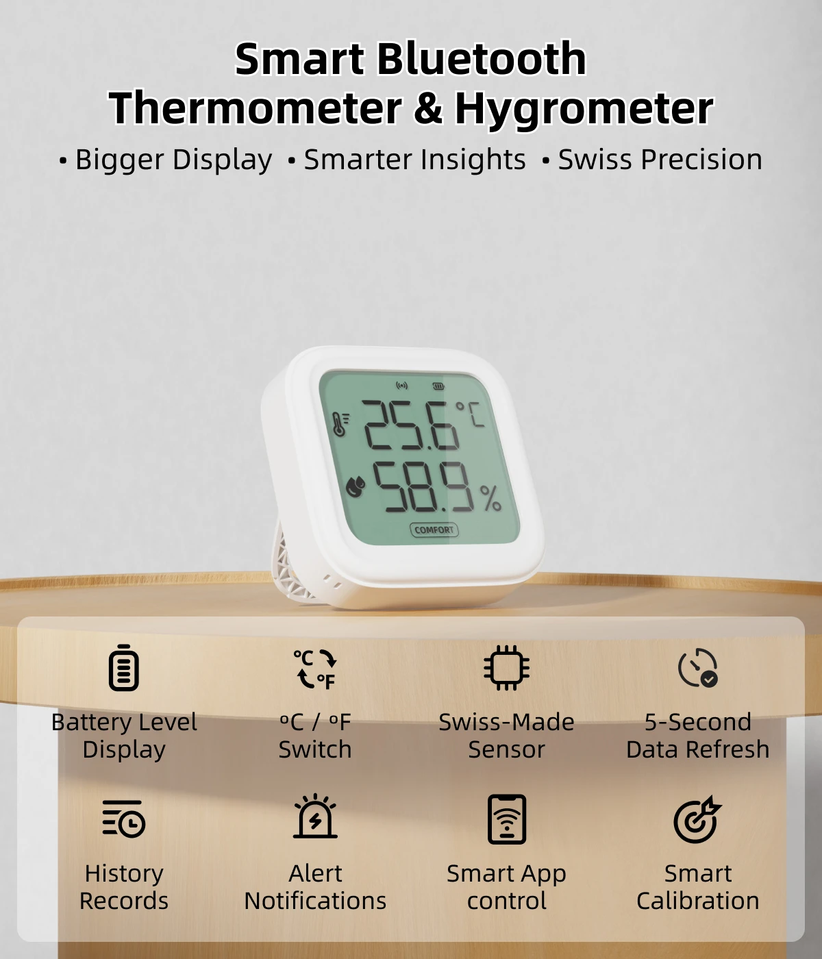 Tuya smart home bluetooth Wireless temperature humidity sensor LCD display therm