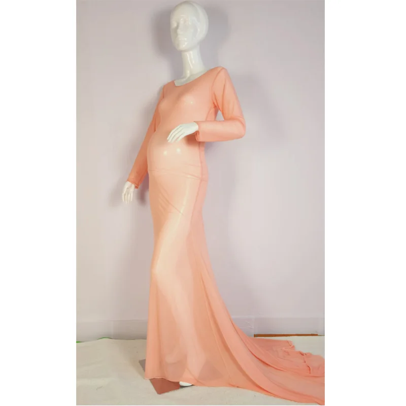 Rock88 Abiti Premaman per la Fotografia Vestiti Lungo in Chiffon con Spalle Scoperte Photoshoot Abito per la Gravidanza Baby Shower Abbigliamento Maternità,Red