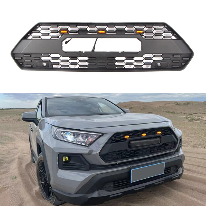 Car Grille for TOYOTA RAV4 2020 Auto Parts Car Radiator Mesh Grille with LED Lights TRD Grille