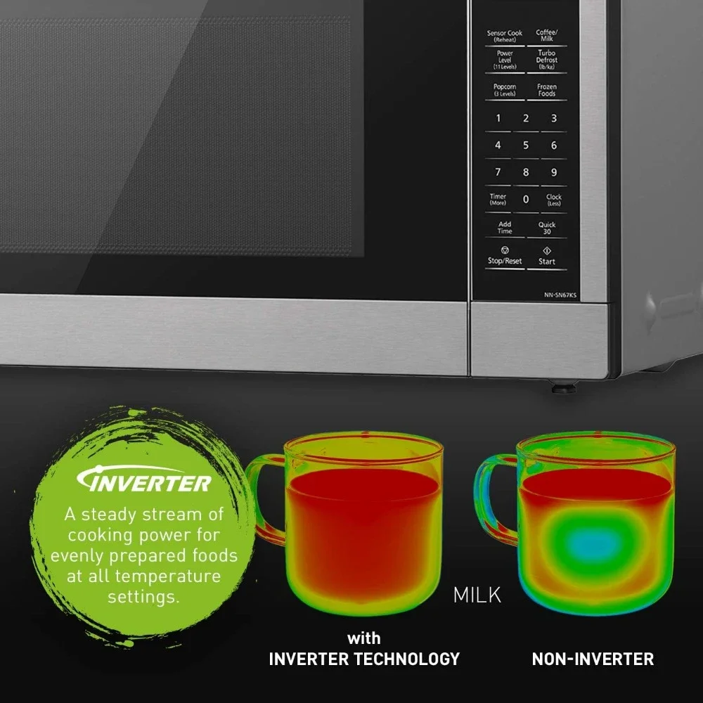 Microwave Oven, 1.2 cu.ft, Stainless Steel/Silver,1200W,stainless steel countertop oven, Microwave Ovens 4