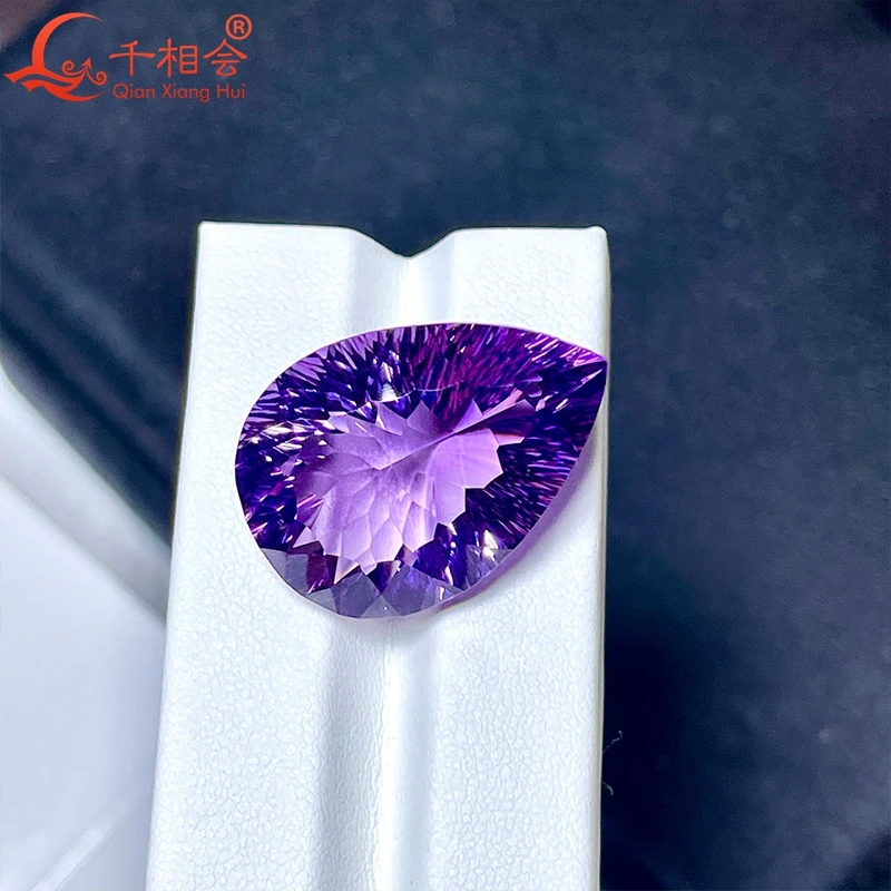 19.8ct pear shape millennium cutting beautiful Natural Amethyst gemstone loose stone for jewelry making with GRC certificated