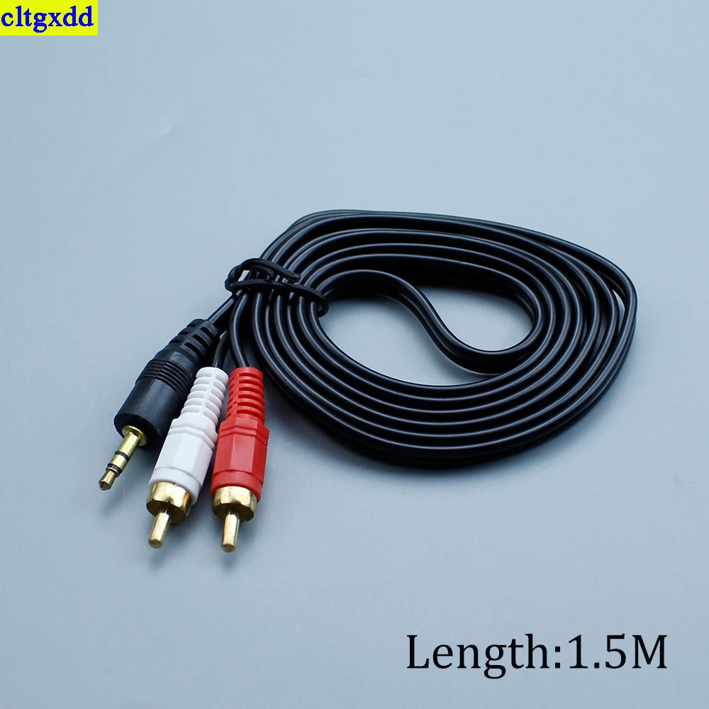 cltgxdd 1piece 3-pole 3.5mm Male plug to 2RCA Male plug adapters sound frequency speaker cable connectors 1.5M/3M/5M power cord