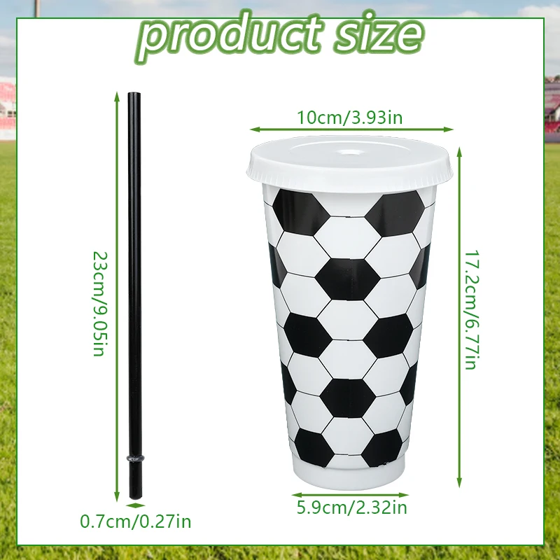 6/12 Stück wiederverwendbare Kunststoff-Fußballbecher mit Deckel, Strohhalme, Kinderfußball, Partygeschenke, Sportthema, Geburtstag, Dekoration, Zubehör, Geschenke – Detail 10