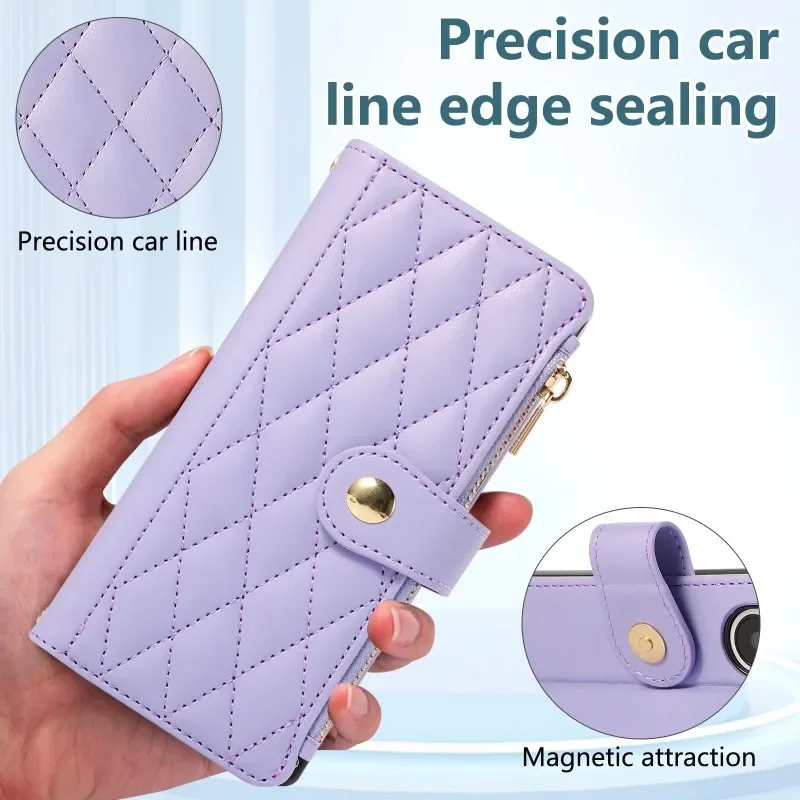 Leather Crossbody Wrist Strap Wallet with Card Holder Phone Case