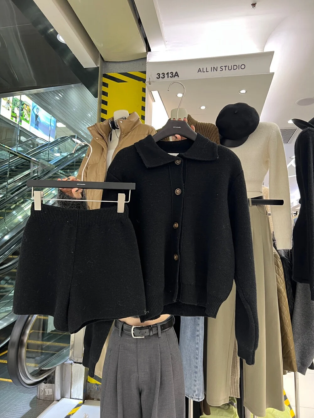 Autumn Winter New Two-piece Knitted Sets Single Breasted Sweater Top High Waist Shorts Korean Fashion Casual Outfits Solid Suit