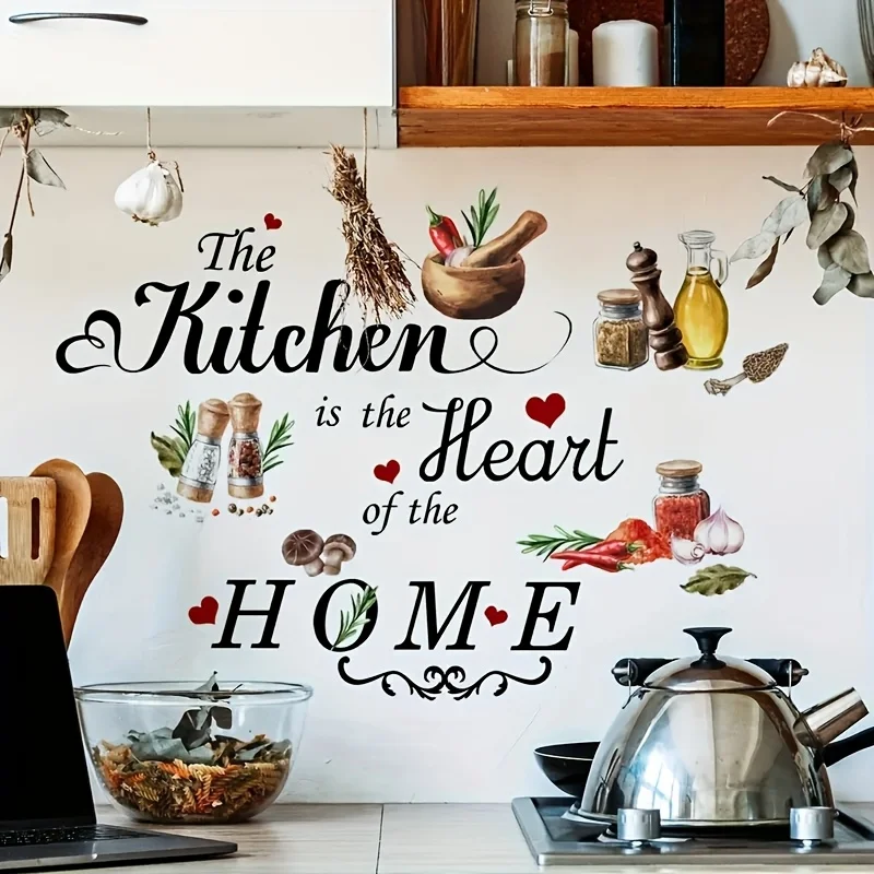 Sticker Kitchen 1pc Self-Adhesive PVC Kitchen Wall Decal Sticker - Theme with