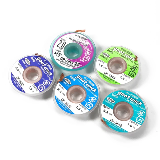 Tresse à Désouder Goot CP-3015 - 3mm / 1,5m - Flux No-Clean - Fabriqué Au Japon - Pour Soudure Électronique