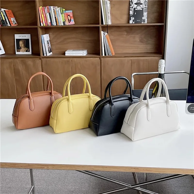 

Корейская Весенняя Сумочка firmранчо в стиле ретро, Большая вместительная сумка для боулинга, однотонная женская сумка-тоут для гольфа, Повседневная сумка из высококачественной искусственной кожи