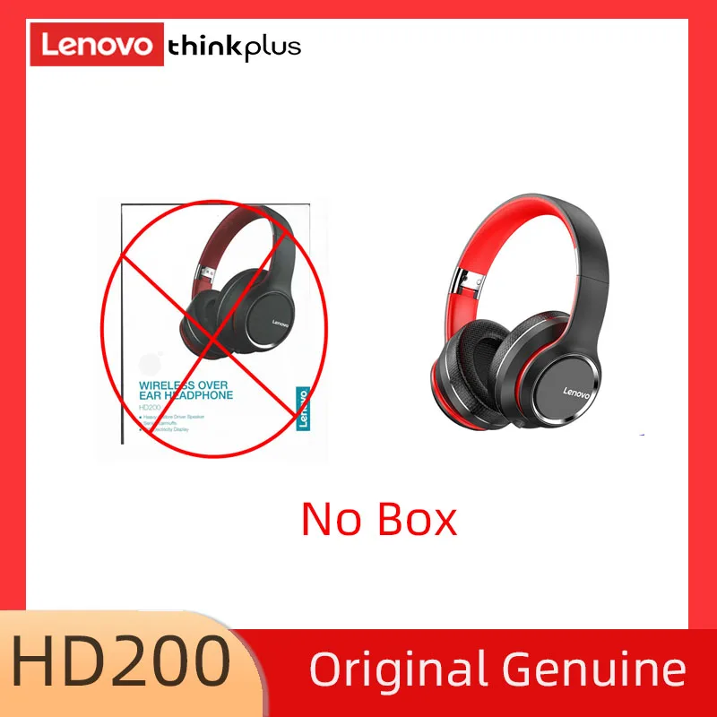 Auriculares Inalámbricos Lenovo Wireless Over Headphone HD200 Bluetooth -  Negro/Rojo