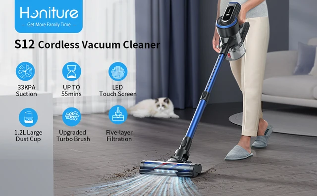 Cordless Vacuum Cleaners 450W 33KPa Powerful Touch Display Lightweight for  Carpets Floors Pet Hair Honiture 