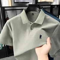 Designer marque 100% coton manches courtes polo chemise de luxe mode pony broderie hommes affaires loisirs été nouveau Respirabilité golf T-shirt 2