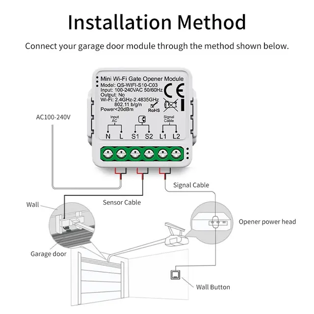 100-240V Tuya Zigbee/WiFi Switch Smart Garage Door Opener Controller Module Voice App Control Work with Alexa Google Assistant 3
