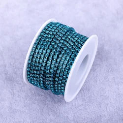 Elegant Gold Rhinestone Trim with Crystal Accents - 10Yard (Blue Zircon)