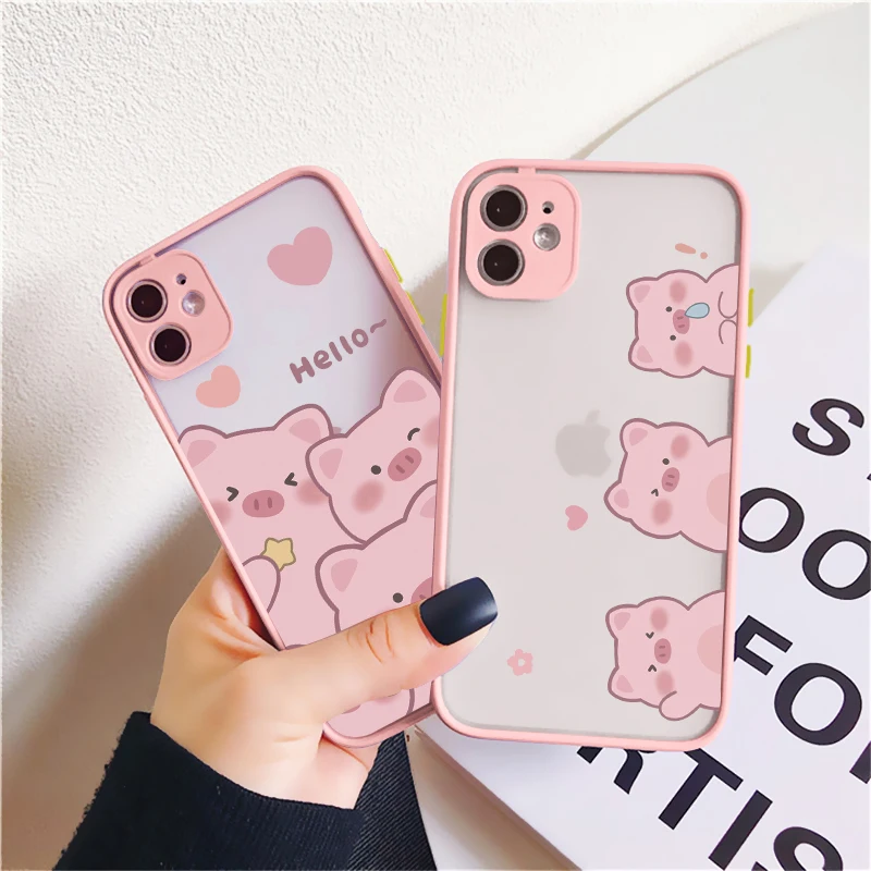 Adorable Pink Pig Cartoon Shockproof Phone Case - Durable and Stylish Back Cover