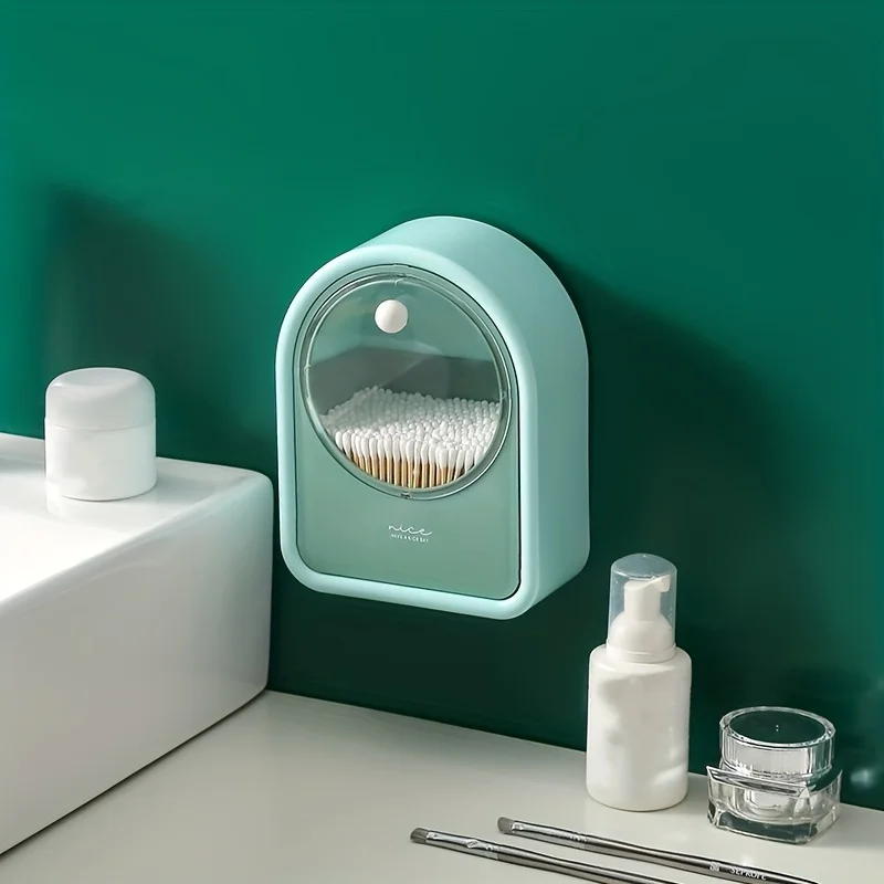 1pc Makeup Cotton Storage Box Wall Mounted Hanging Wall Flap Put Makeup Cotton Remover Box Cotton Sheet Cotton Swab Cosmetic Box 4