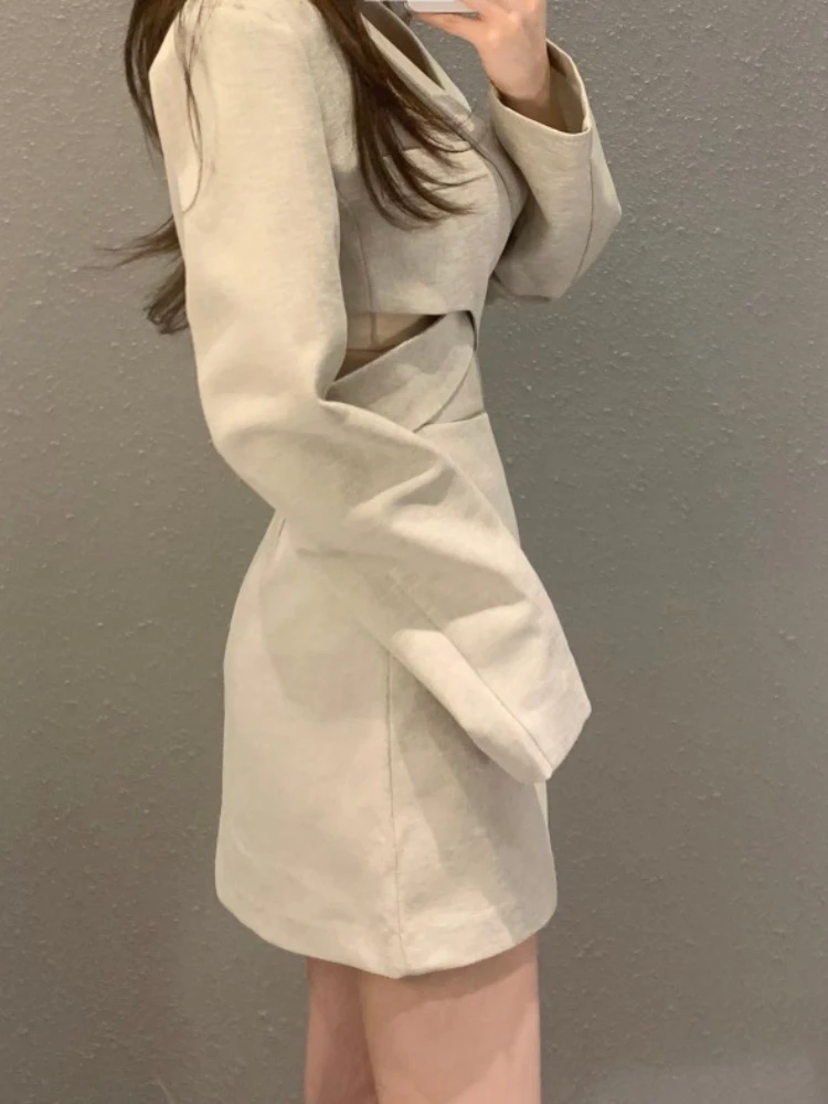 Jacket Skirt Two Piece Sets Long Sleeve V-neck Coat Suit Autumn 2021 Mini Skirts Korean Office 2pc Set Elegant Black Suit