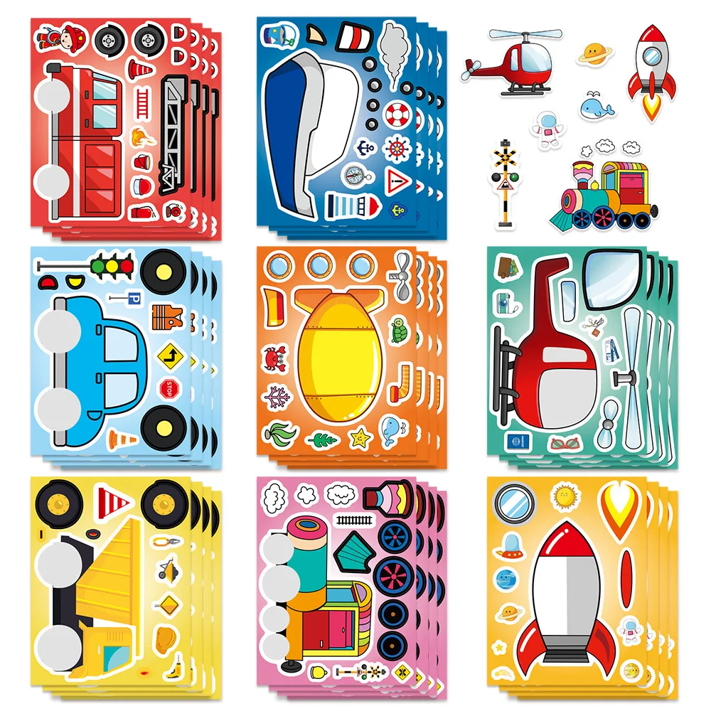 Transportation Vehicles DIY Face Sticker Set - Versatile Decorative Decals