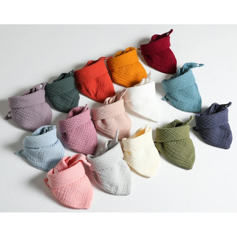 5 Pcs Baby Feeding Drool Bibs Saliva Towel for TRIANGLE Scarf Bandana Soft Cotton Bib Adjustable Snap Button Burp Cloth for Boys 2