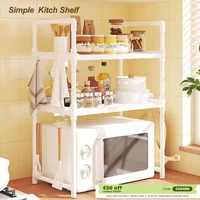 2/3 Layers Kitchen Storage Shelf Plastic Countertop Seasoning Jar Spice Storage Rack Microwave Oven Shelves Home Accessories 1