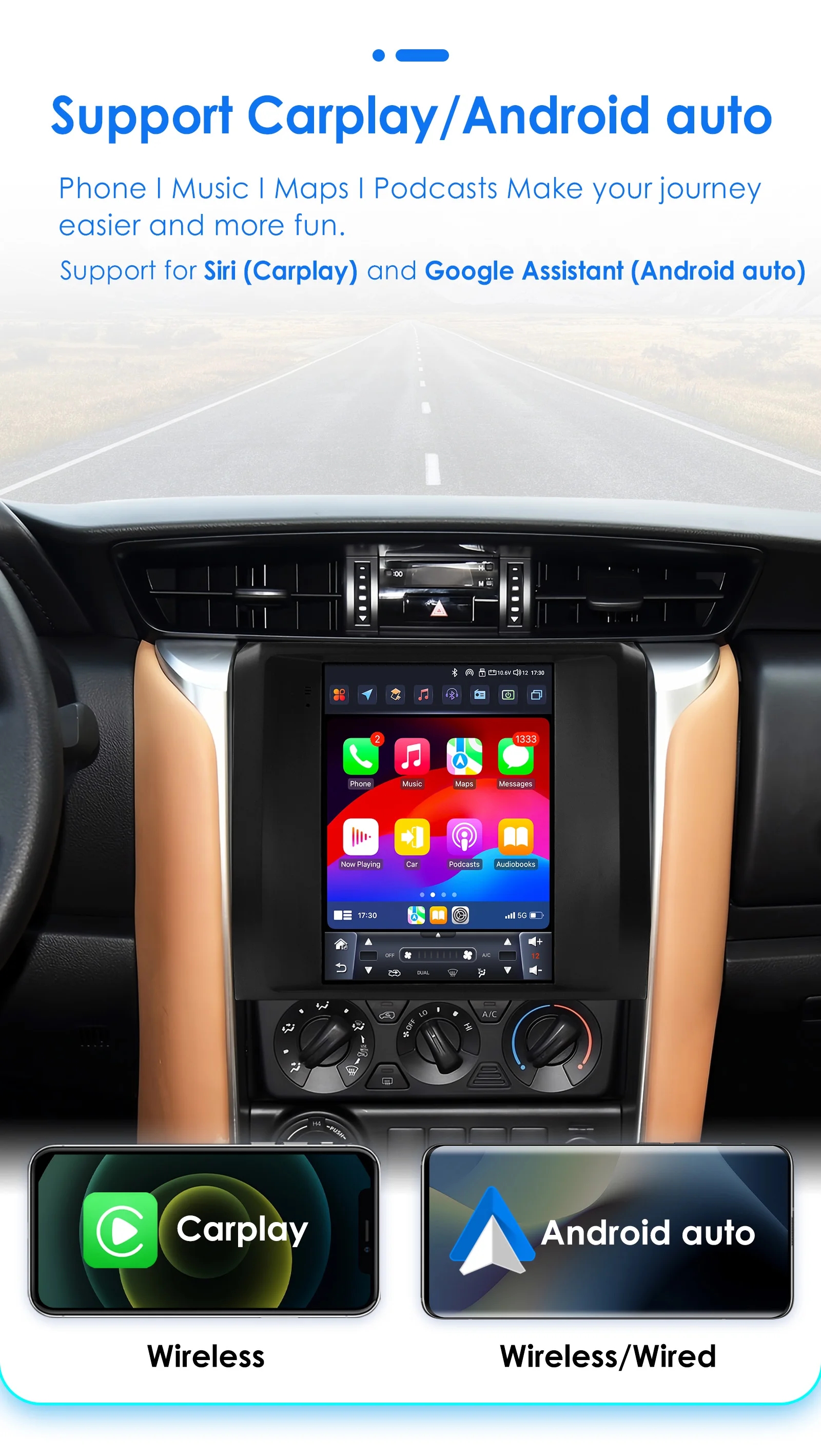 Hizpo 9,7 "Carplay Autoradio Für Toyota Fortuner Hilux Revo 2015-2022 mit Tesla Stil Multimedia Vertikale Bildschirm GPS 4G BT 7862 – Detail 9