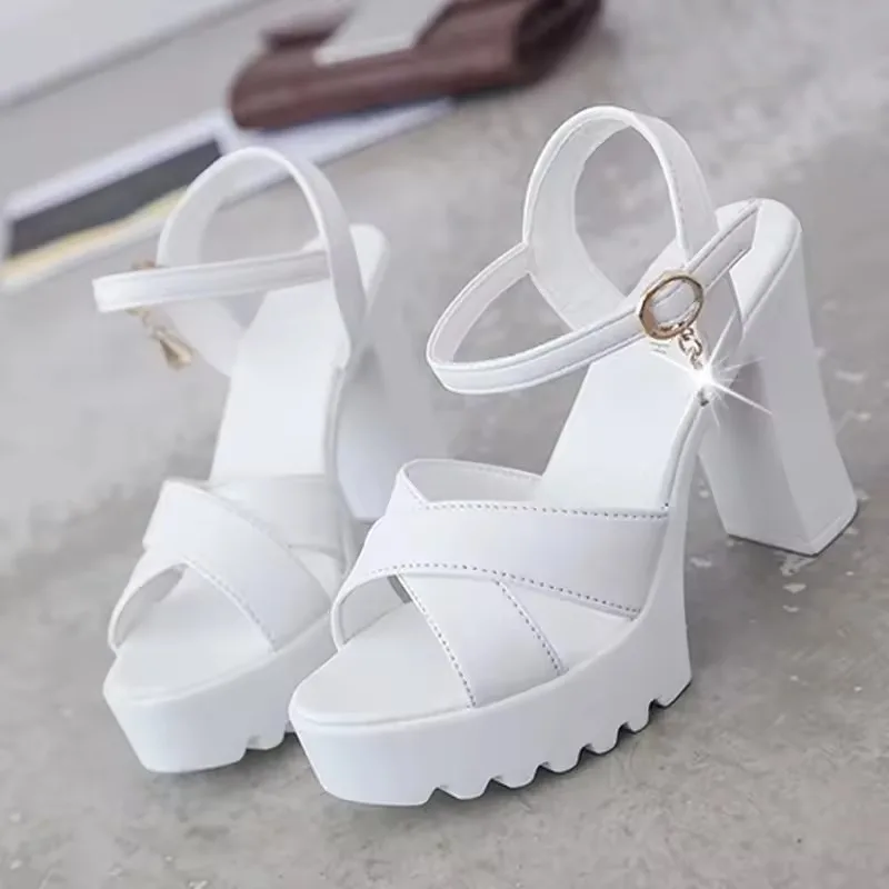 Brand Design Women Fish Mouth Platform Sandals Wedges Buckle Slope High Heels Sandals Women Fashion Elegant Shoes Woman