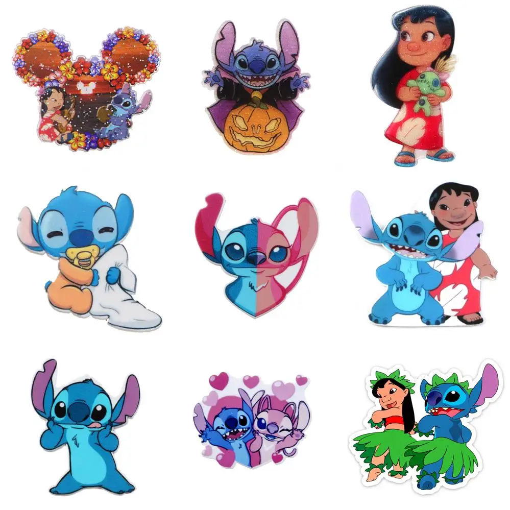 5pcs Lilo And Stitch Acrylic Flat Back Planar Resin Cabochons Scrapbooking  DIY Hair Bows Jewelry Craft Decoration Accessorie