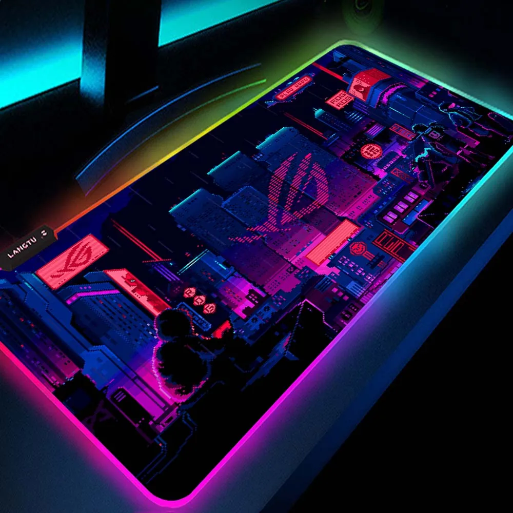 City Asus Rog Mouse Pad Rgb tappetino retroilluminato repubblica di giocatori tappetino per Mouse accessori per Pc tappetini per Mouse a Led tappetino da gioco s Mesa Gamer