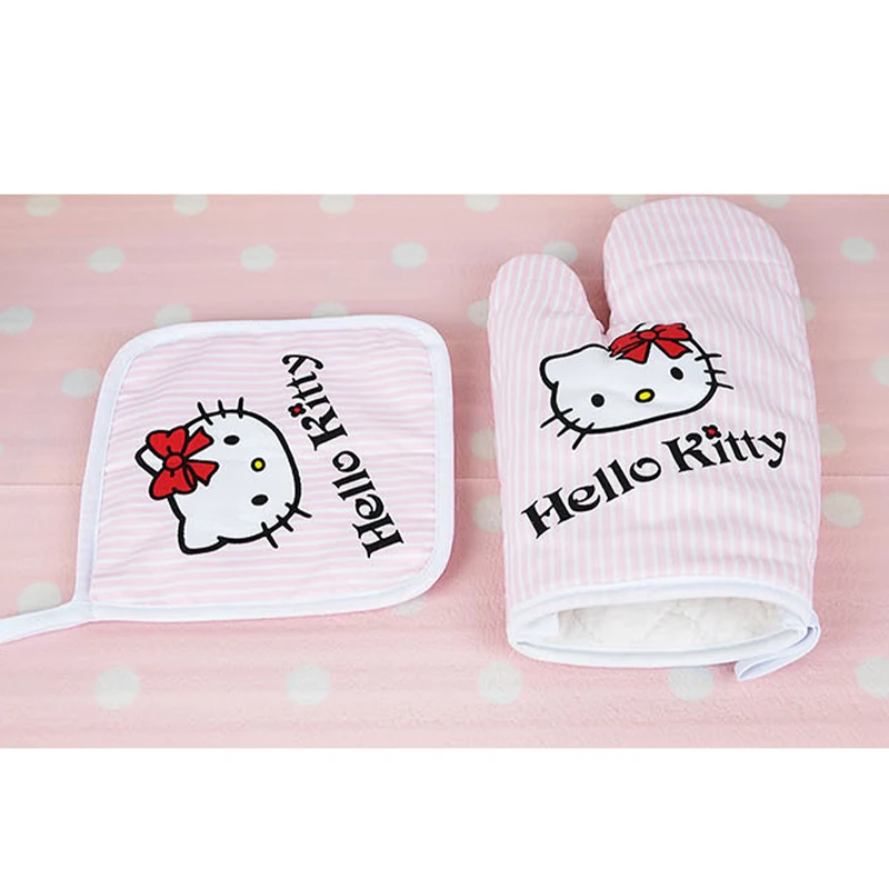 Hello Kitty Anti-scalding Oven Baking Gloves Mitts Kitchen Gloves Tray Dish Bowl Holder Baking Insulation Pads Hand Clip