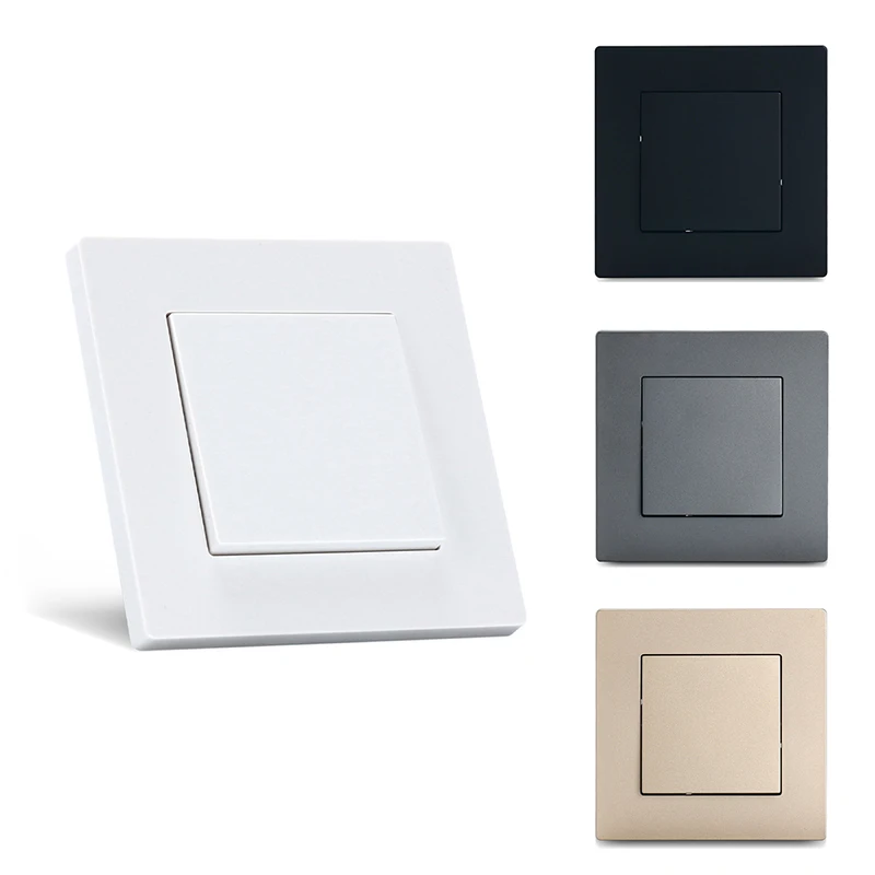 

European Standard PC Panel White Gold Grey Black One Gang 1 Way 2 Way Switch