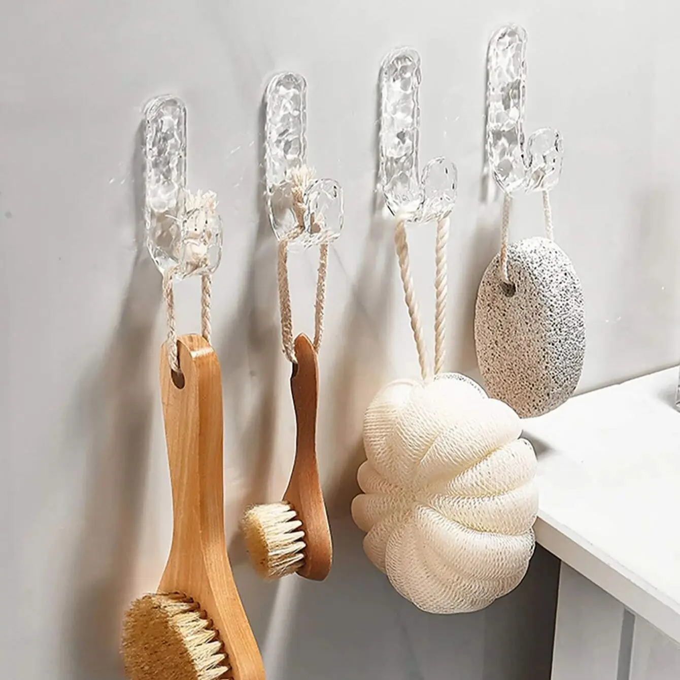4/8/12Pcs Acrylic Diamond Wall Hook Tranparent Waterproof Adhesive Hooks For Hanging Towels Coats Home Bathroom Organizer