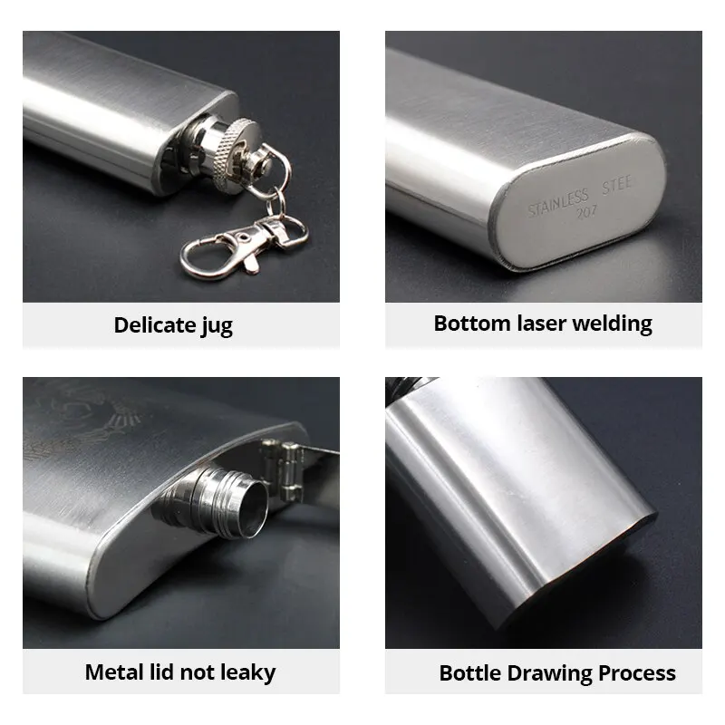 Wine Whisky Pot Tainless Steel Hip Flask Drinker Alcohol Bottle Portable Drinkware Flask 1PC 1oz glass bottle