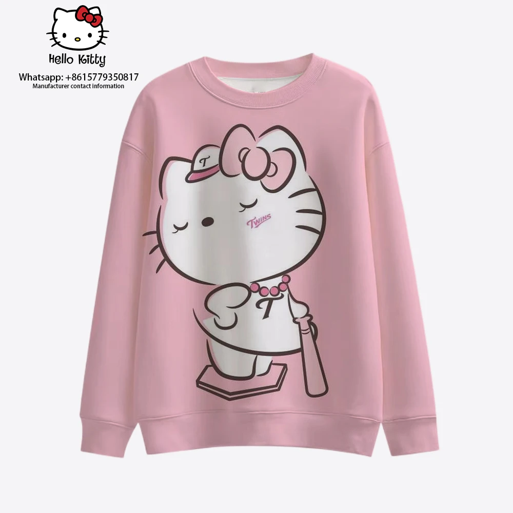

Hello Kitty Girls Halloween Round Neck Sweater Long Sleeve Round Neck Colorful Printed Sweater Women Funny Autumn Clothes