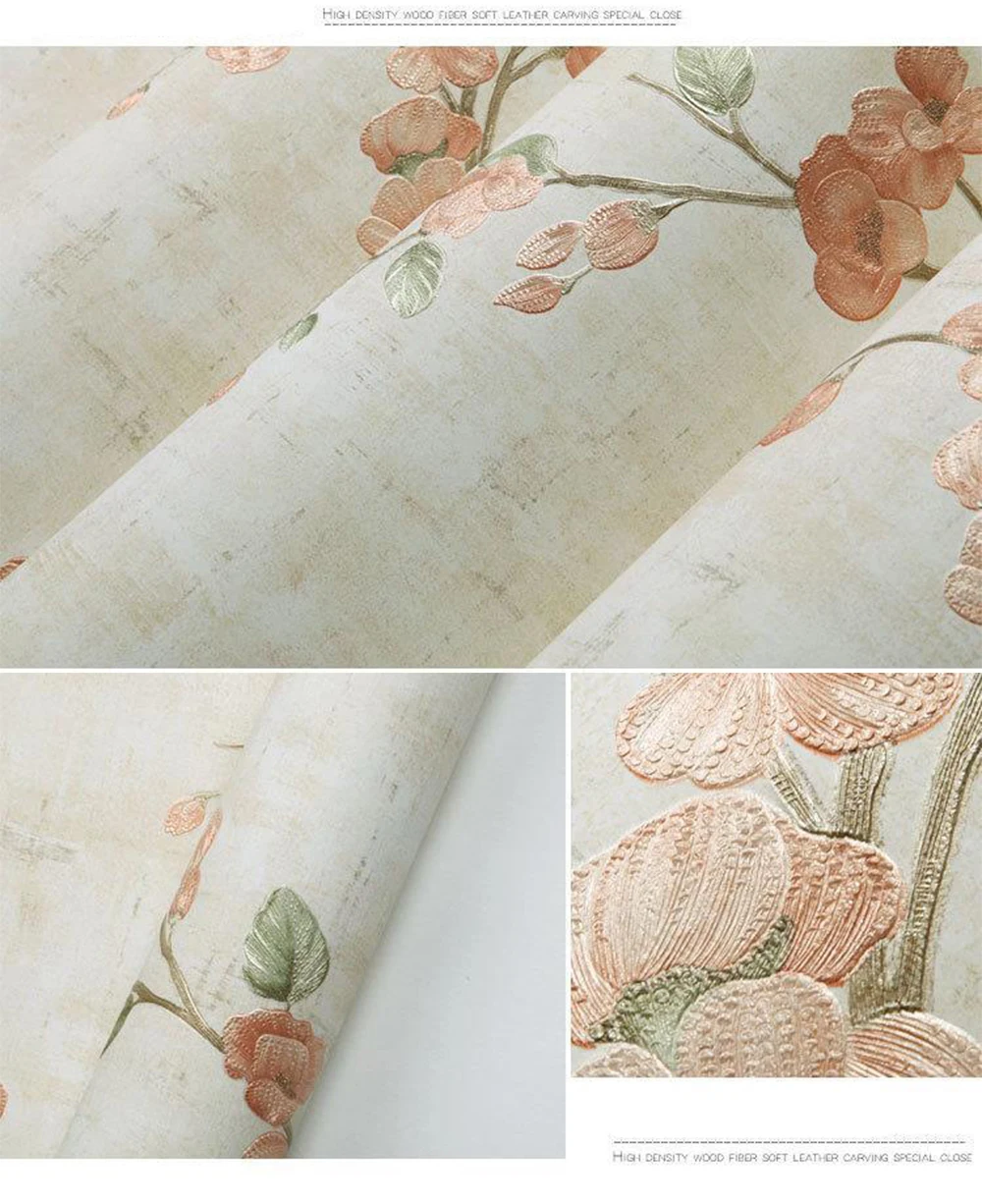 Retro Plum Blossom AB mit selbstklebender Tapeten, Schlafzimmer, Wohnzimmer, Restaurant, Heimdekoration, Tapete, selbstklebend – Detail 37
