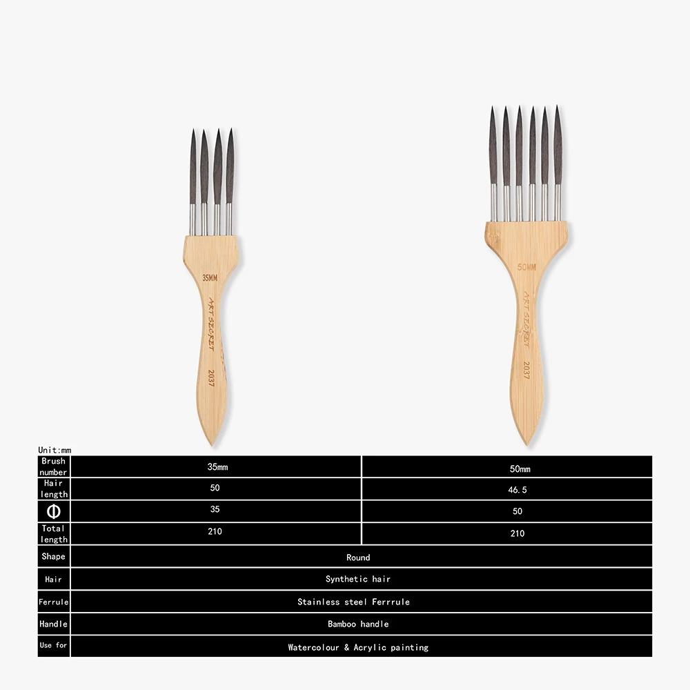 ArtSecret 1 pcs Multi-Tooth Comb Paint Bruse for Watercolor Acrylic Oil Pianting Bamboo Handle Art Brushes 5