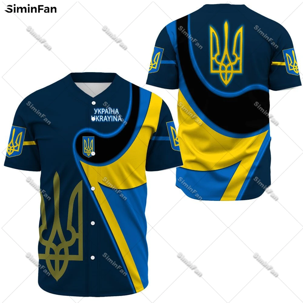

Ukraine Coat Of Arms 3D All Over Printed Baseball Jersey Shirt Mens Summer Collarless Tee Unisex Sporty Tshirt Camisa Female Top