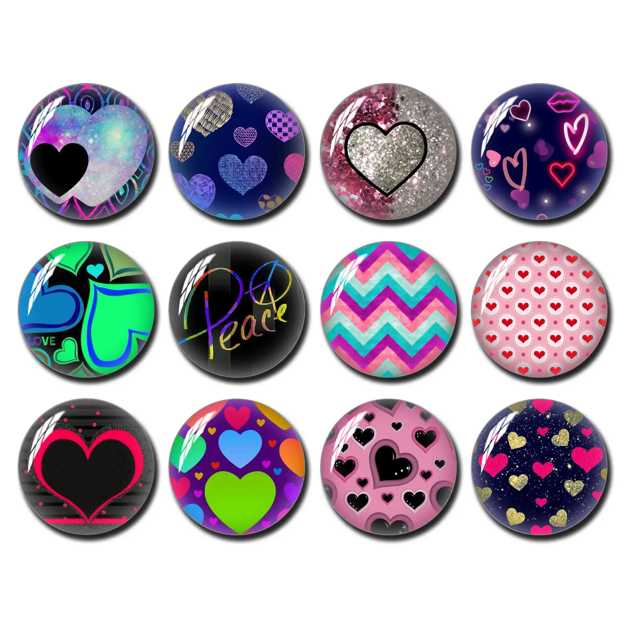 

Valentine's Day Cabochon, Love heart Plaid Buffalo image Glass dome,10mm 12mm 16mm 20mm 25mm 30mm 40mm Picture Beads - FJ1475