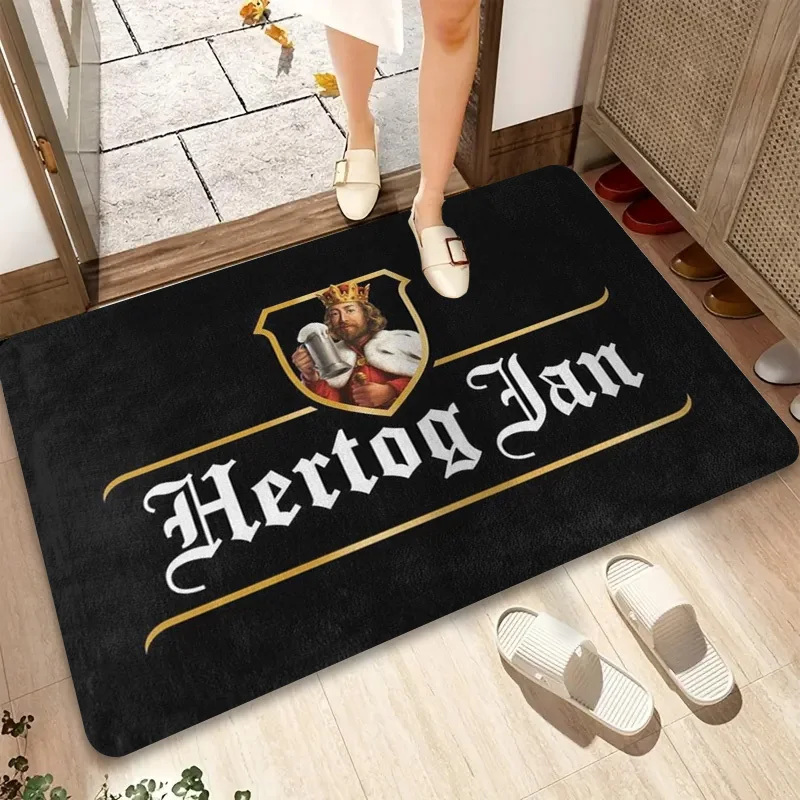 VIKAMA Hertog Jan Beer 공동 브랜드 도어매트 블랙 골드 빈티지 스타일 미끄럼 방지 먼지 방지 러그 홈 입구 바 바닥 매트