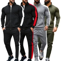 Survêtements Patchwork Colorblock pour hommes, ensemble 2 pièces, vêtements de sport, manteau à fermeture éclair avec poche Kanga, pantalons de survêtement, pantalons de jogging 1