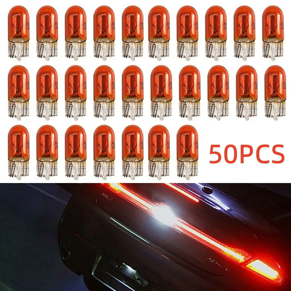 

50pcs 50Pcs Side Indicator Capless 12V 5W 501 T10 W5W Amber Orange LED Car Light Bulbs